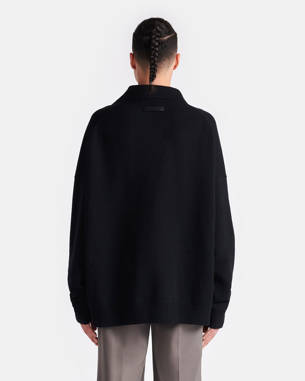 Nanushka Elieke - Plush Cashmere Polo-Neck Sweater - Black