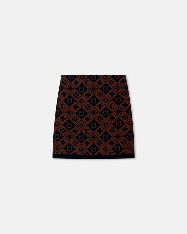 nanushka Elze - Knitted Mini Skirt - Symbol Tile Mahogany