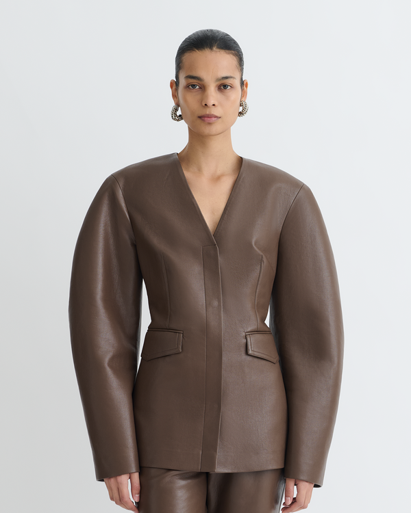 Nanushka Erina - Regenerated Leather Jacket - Chocolate