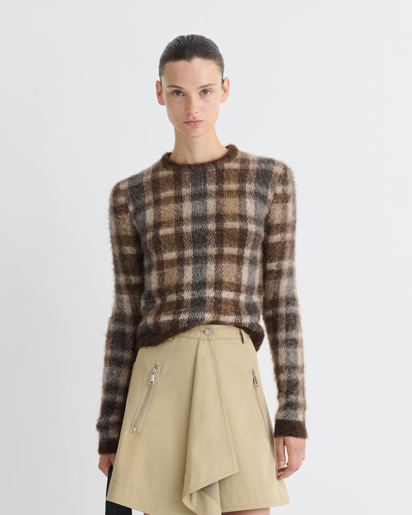 Nanushka Farica - Brushed Alpaca Sweater - Brown/Creme Check