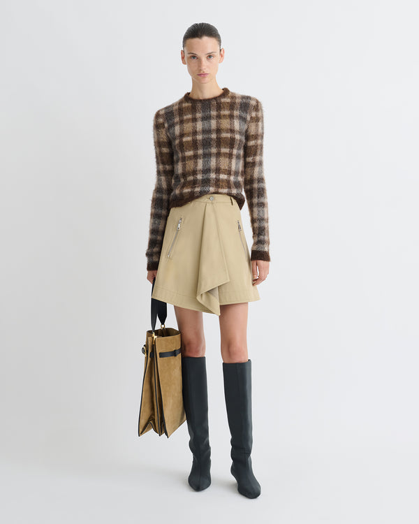 Nanushka Farica - Brushed Alpaca Sweater - Brown/Creme Check
