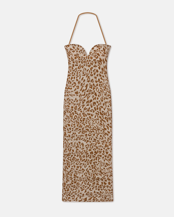 Nanushka Haylen - Seersucker Cotton Voile Midi Dress - Ocelot