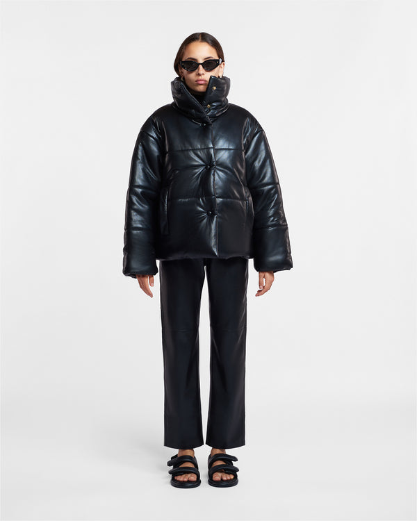 Nanushka Hide - Okobor™ Alt-Leather Puffer Jacket - Black