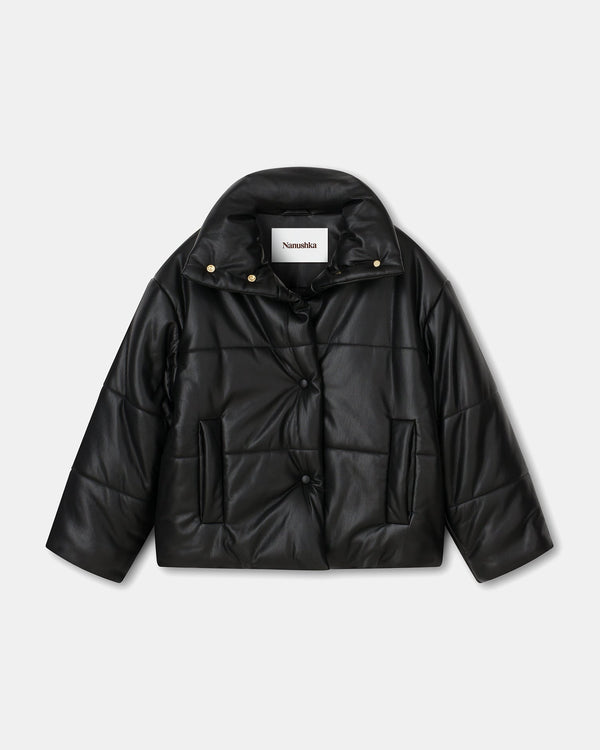 Nanushka Hide - Okobor™ Alt-Leather Puffer Jacket - Black