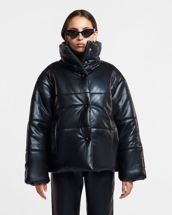 nanushka Hide - Okobor™ Alt-Leather Puffer Jacket - Black