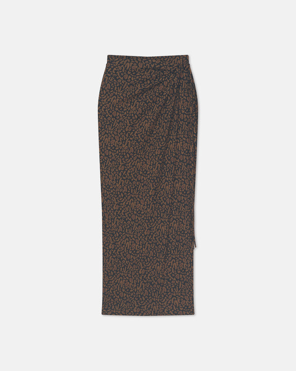 nanushka Inaya - Printed Mesh-Jersey Midi Skirt - Brown Ocelot
