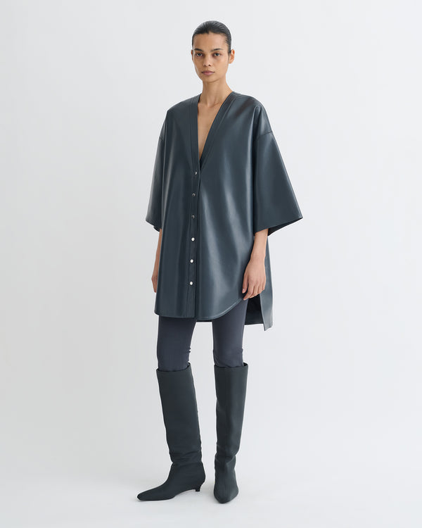 nanushka Ingar - Okobor™ Alt-Leather Mini Dress - Steel Blue