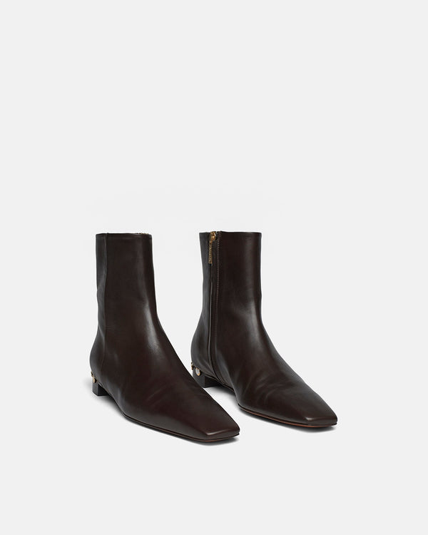 Nanushka Isla - Elongated Square Toe Boots - Dark Chocolate