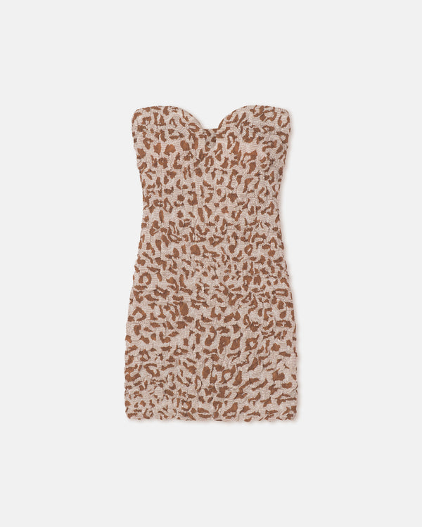 Nanushka Jannika - Seersucker Cotton Voile Mini Dress - Ocelot