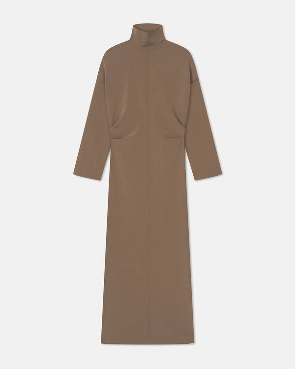 Nanushka Jasmon - Draped Paper Jersey Turtleneck Dress - Brown