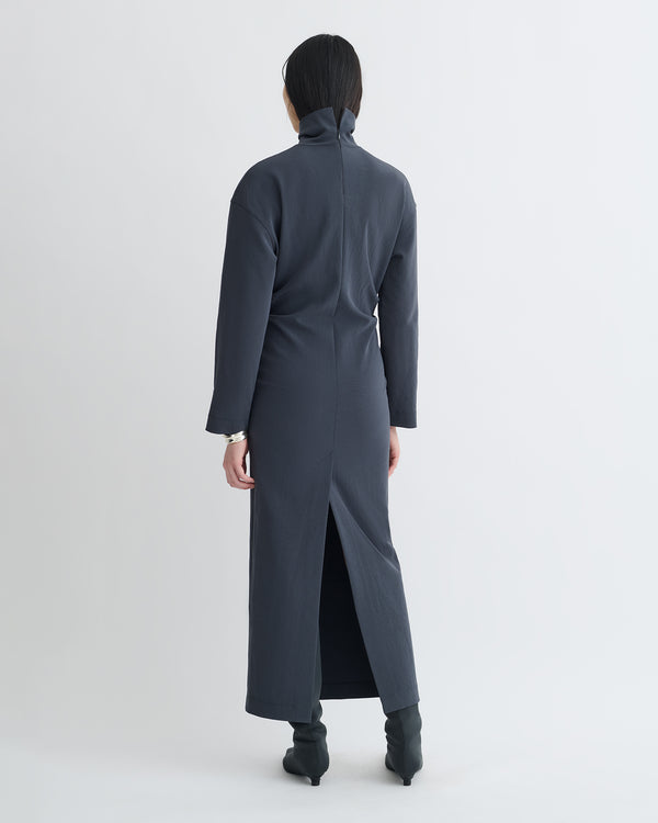 Nanushka Jasmon - Draped Paper Jersey Turtleneck Dress - Dusty Blue