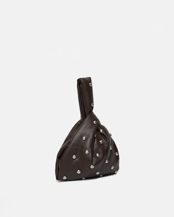 Nanushka Jen Mini - Okobor/Studs Evening Bag - Coffee Grounds/Silver
