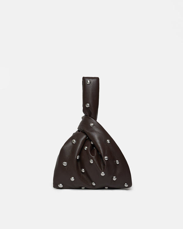 nanushka Jen Mini - Okobor/Studs Evening Bag - Coffee Grounds/Silver