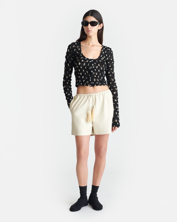 Nanushka Jylan - Cropped Seersucker Tech Chiffon Top - Polka