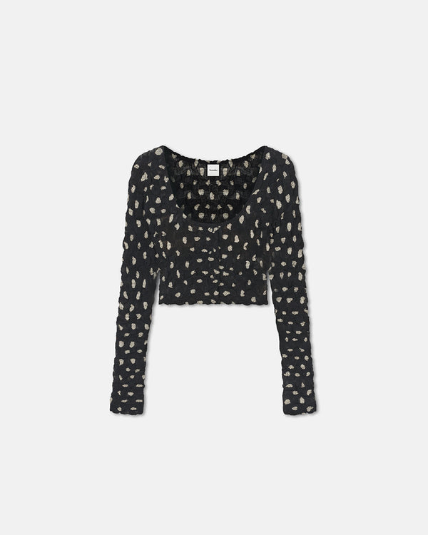 Nanushka Jylan - Cropped Seersucker Tech Chiffon Top - Polka