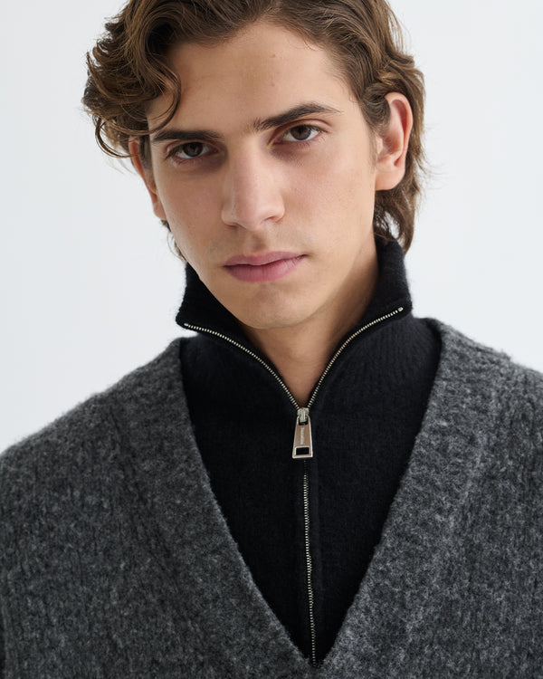 Nanushka Kylen - Contrast Brushed Merino Sweater - Charcoal/Black