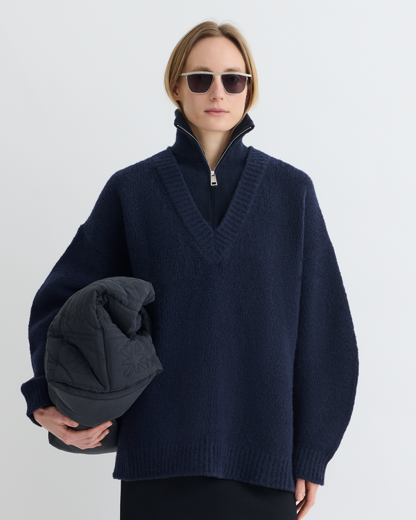 Nanushka Kylen - Contrast Brushed Merino Sweater - Navy