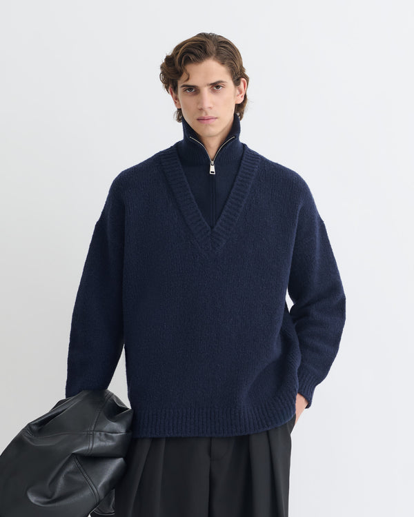 Nanushka Kylen - Contrast Brushed Merino Sweater - Navy