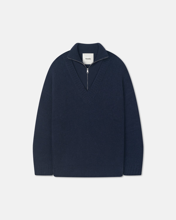 nanushka Kylen - Contrast Brushed Merino Sweater - Navy