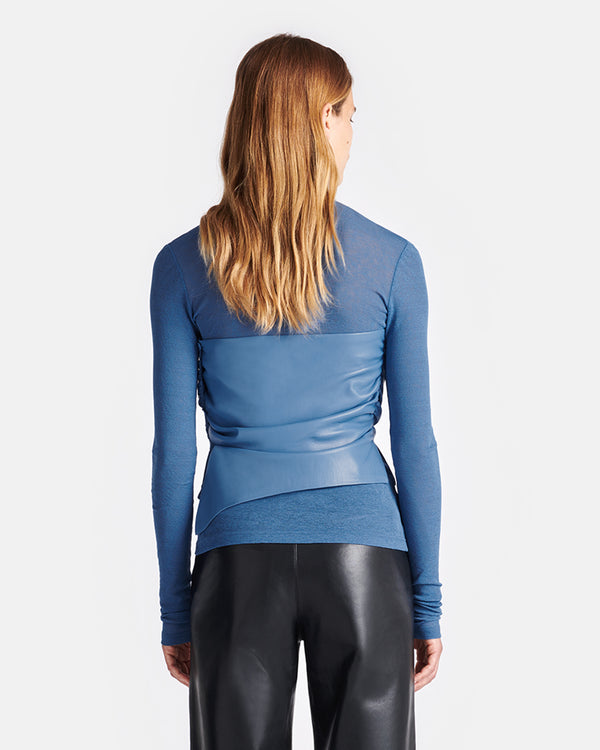Nanushka Kynlee - Mesh Jersey And Okobor™ Alt-Leather Top - Blue