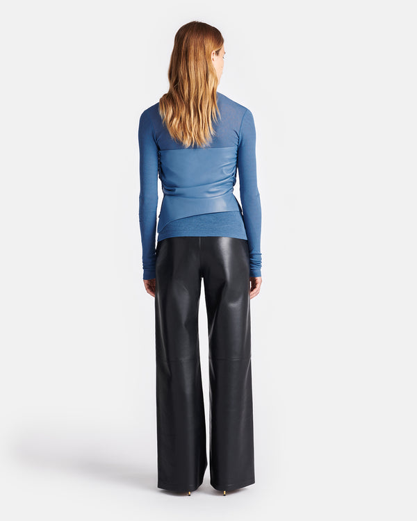 Nanushka Kynlee - Mesh Jersey And Okobor™ Alt-Leather Top - Blue