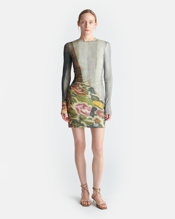 nanushka Leida - Printed Mesh Jersey Mini Dress - Books