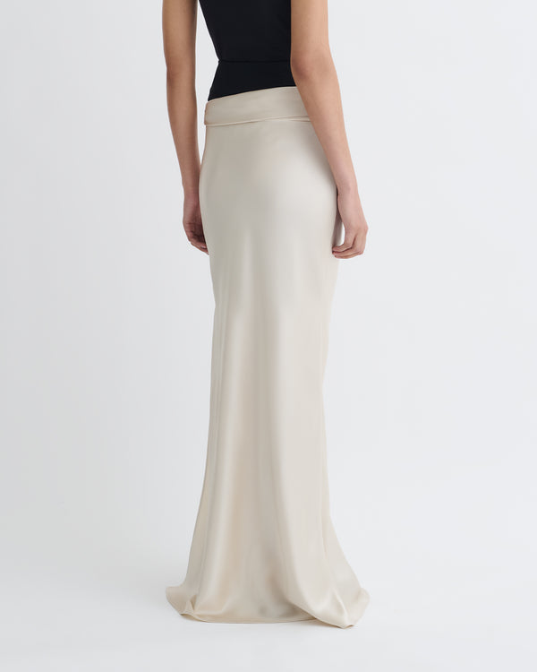Nanushka Letto - Mesh Jersey And Slip Satin Skirt - Creme/Black