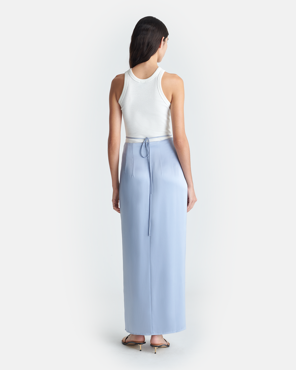 Nanushka Lianne - Draped Slip Satin Midi Skirt - Ice Blue