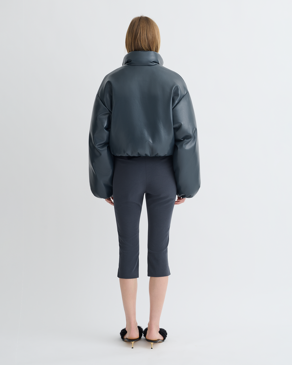 Nanushka Lilima - Cropped Okobor™ Alt-Leather Puffer Jacket - Steel Blue