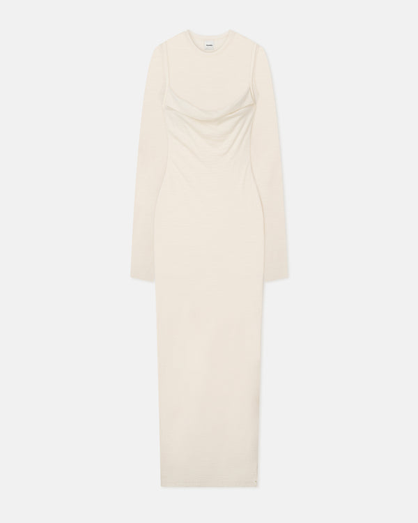 Nanushka Linora - Draped Wool Jersey Midi Dress - Creme