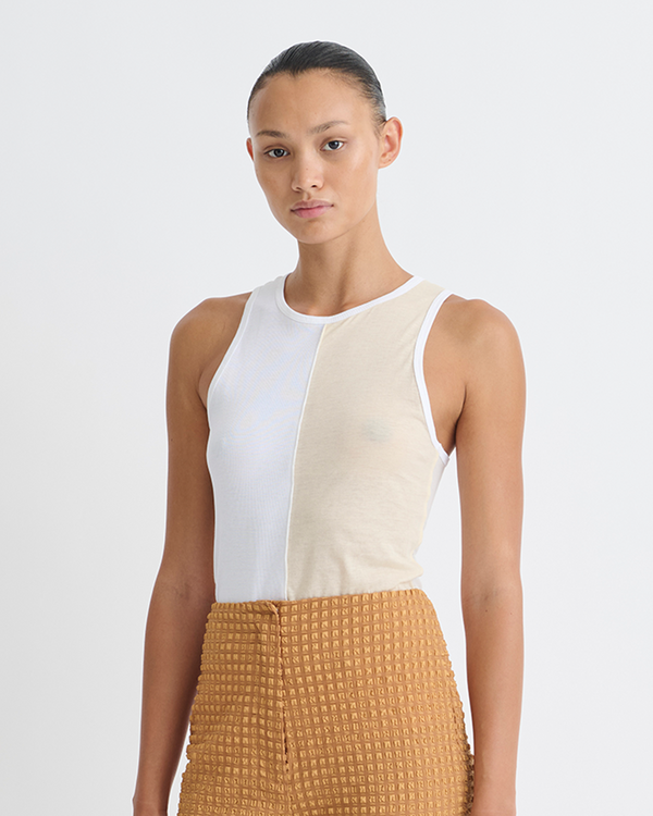 Nanushka Macha - Color Blocked Tank Top - White/Eggshell