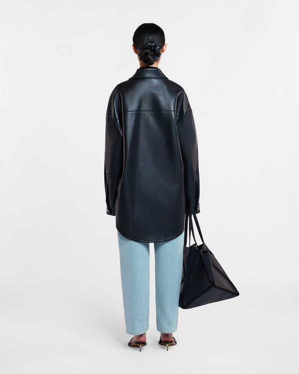 Nanushka Martin - Regenerated Leather Overshirt - Black