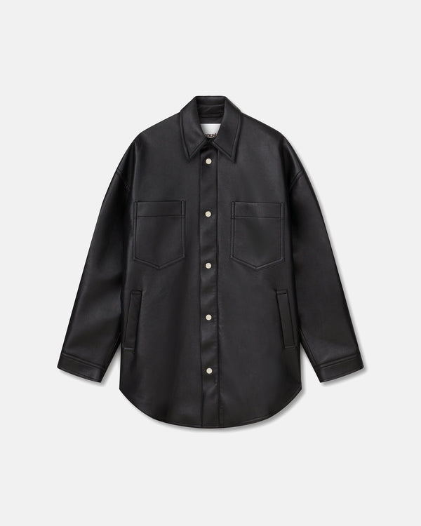 nanushka Martin - Regenerated Leather Overshirt - Black