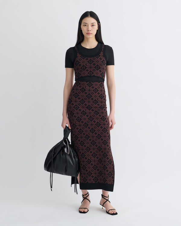 nanushka Maves - Knitted Midi Dress - Symbol Tile Mahogany