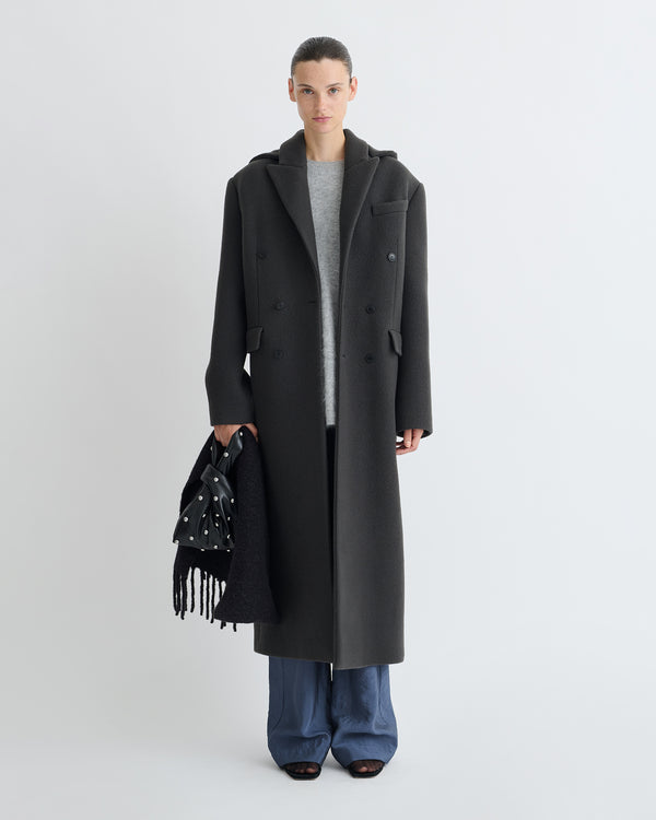 Nanushka Melva - Aged Felted Wool Coat - Midnight Green