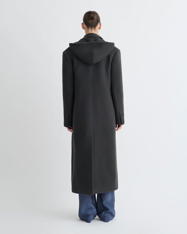 Nanushka Melva - Aged Felted Wool Coat - Midnight Green
