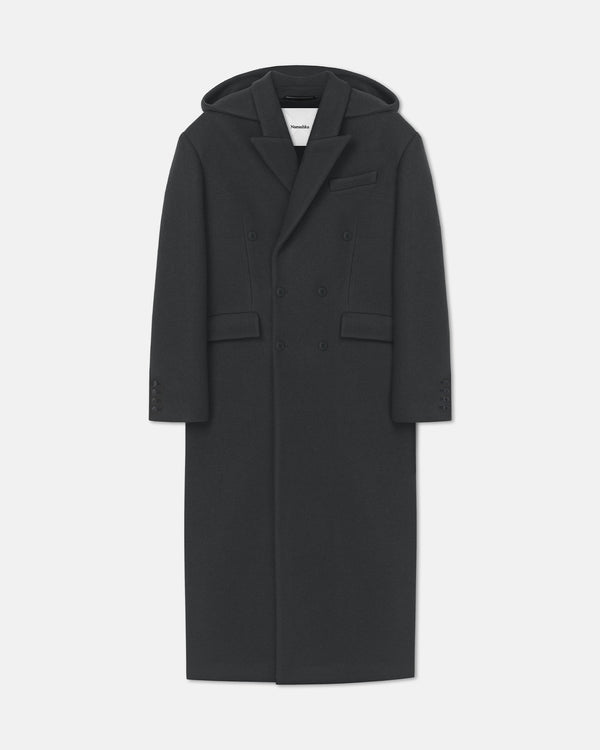 nanushka Melva - Aged Felted Wool Coat - Midnight Green