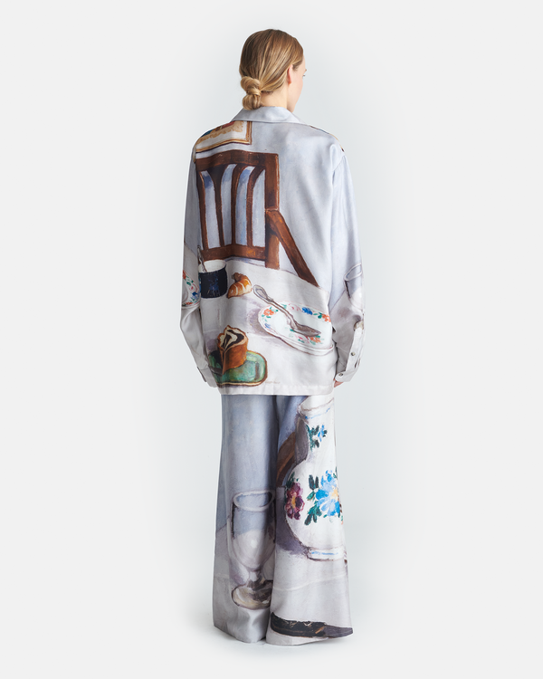 Nanushka Milon - Printed Flared Silk Twill Pants - Poppyseed Cake