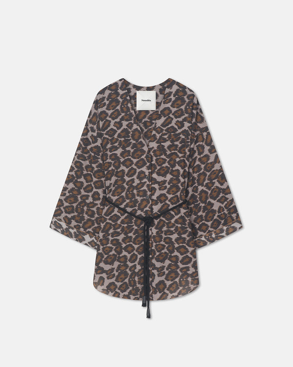 Nanushka Nani - Printed Cotton Voile Top - Crayon Ocelot