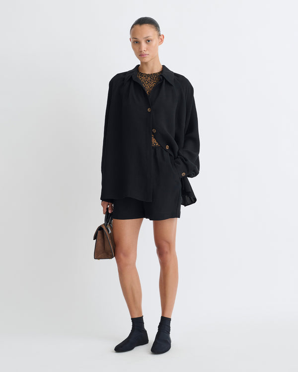 Nanushka Ada - Tech Linen Shirt - Black