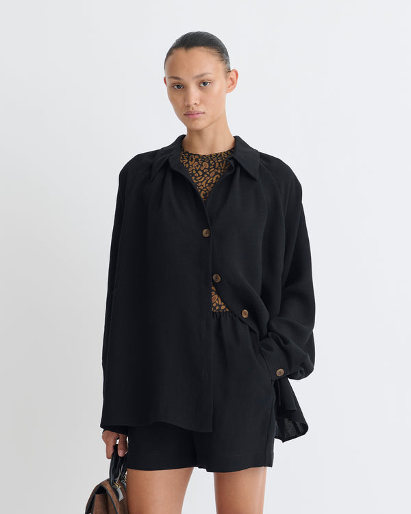 Nanushka Ada - Tech Linen Shirt - Black