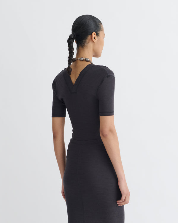 Nanushka Akka - Wool Jersey Henley Top - Grey