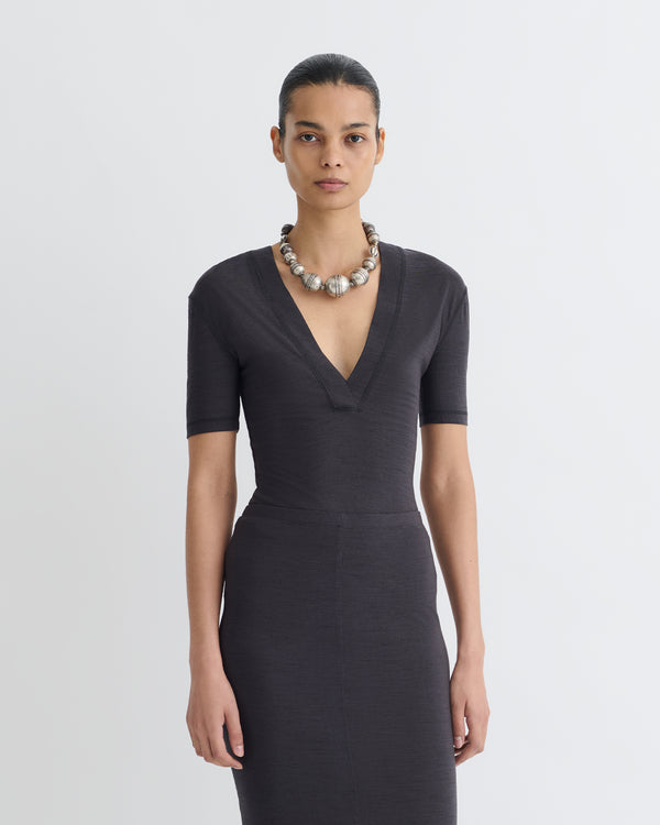 nanushka Akka - Wool Jersey Henley Top - Grey