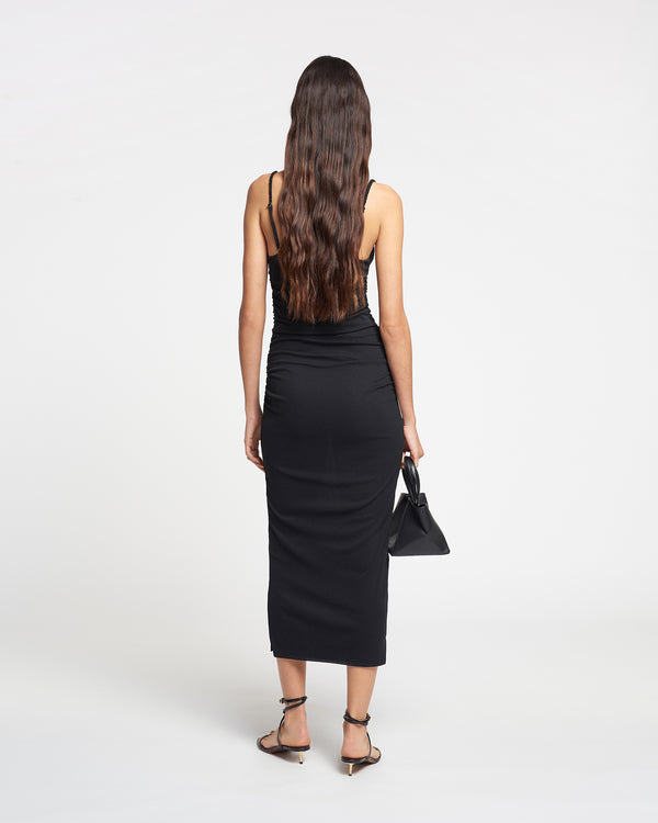 Nanushka Alexa - Mesh Jersey Midi Dress - Black
