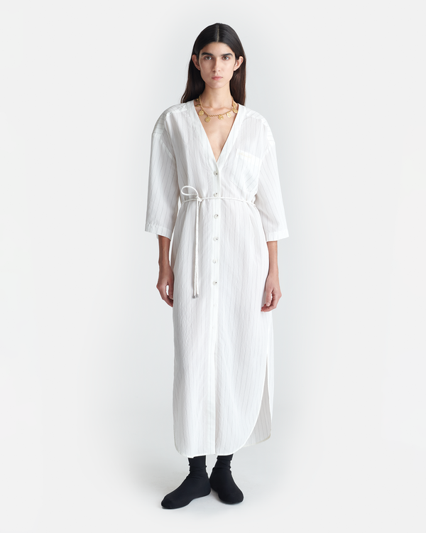 nanushka Amneris - Striped Shirt Dress - White