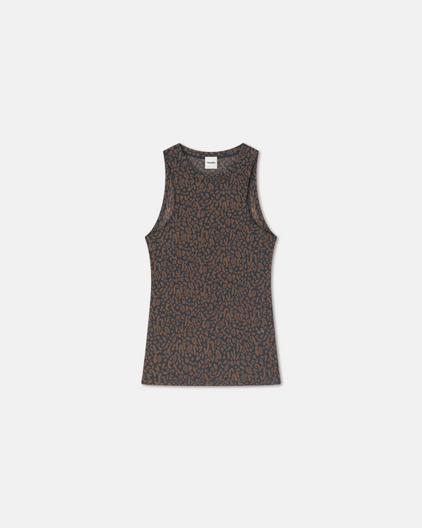 nanushka Anneke - Mesh-Jersey Tank Top - Brown Ocelot