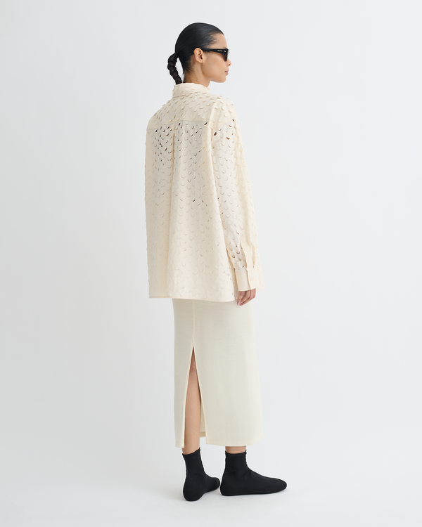 Nanushka Aphea - Laser Cut Heavy Poplin Shirt - Creme