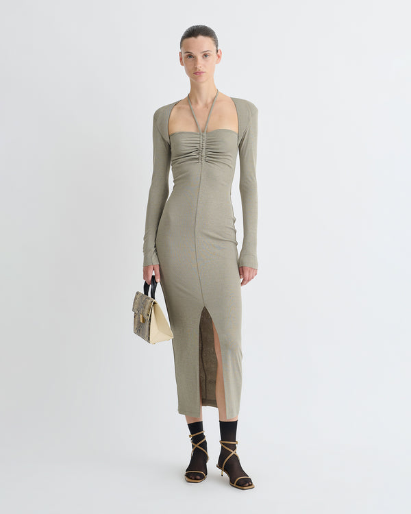 Nanushka Aponi - Mesh Jersey Dress - Fog