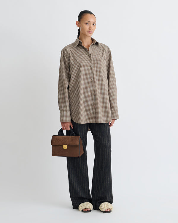 Nanushka Arleen - Checked Shirting Shirt - Brown/Creme