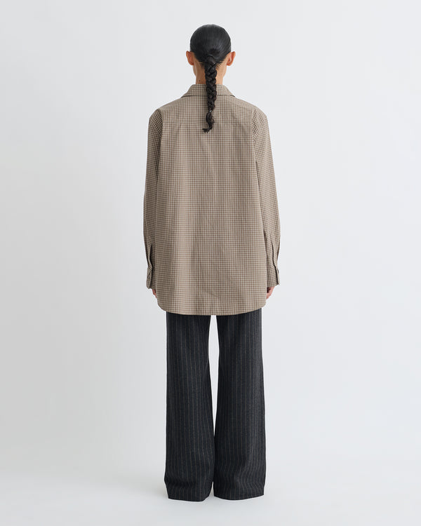Nanushka Arleen - Checked Shirting Shirt - Brown/Creme